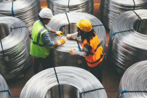 Metal wire, lock wire - 2 men working with wire