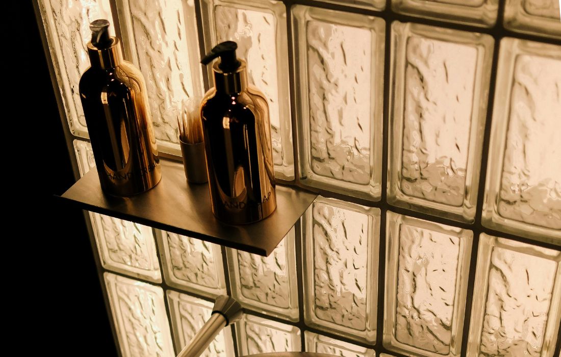 glass block in shower